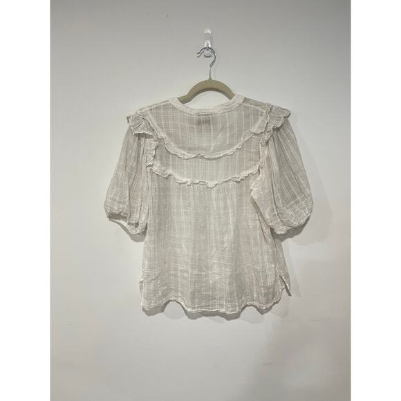 Cleobella Lylah Cotton Ruffled White Blouse Size Large - Picture 5 of 6